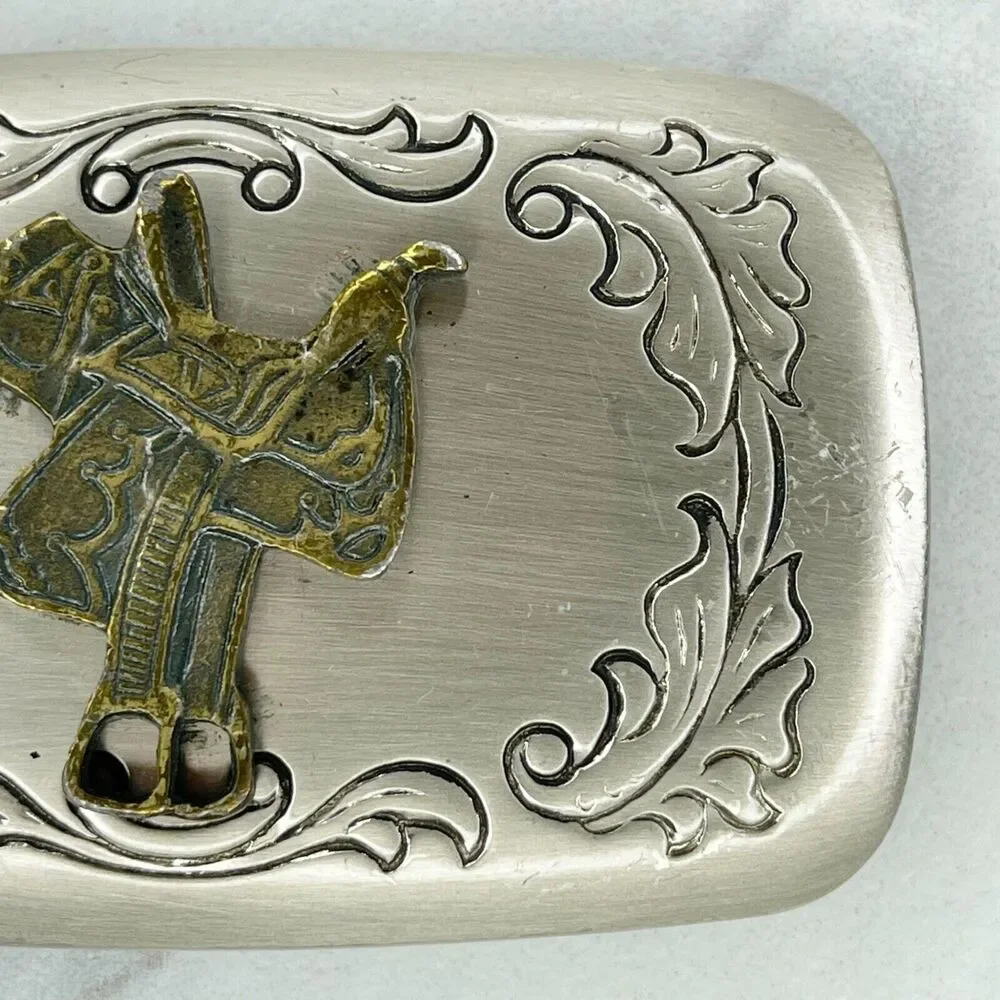 Vintage Leaves Leaf Saddle Western Belt Buckle Made in USA ✨